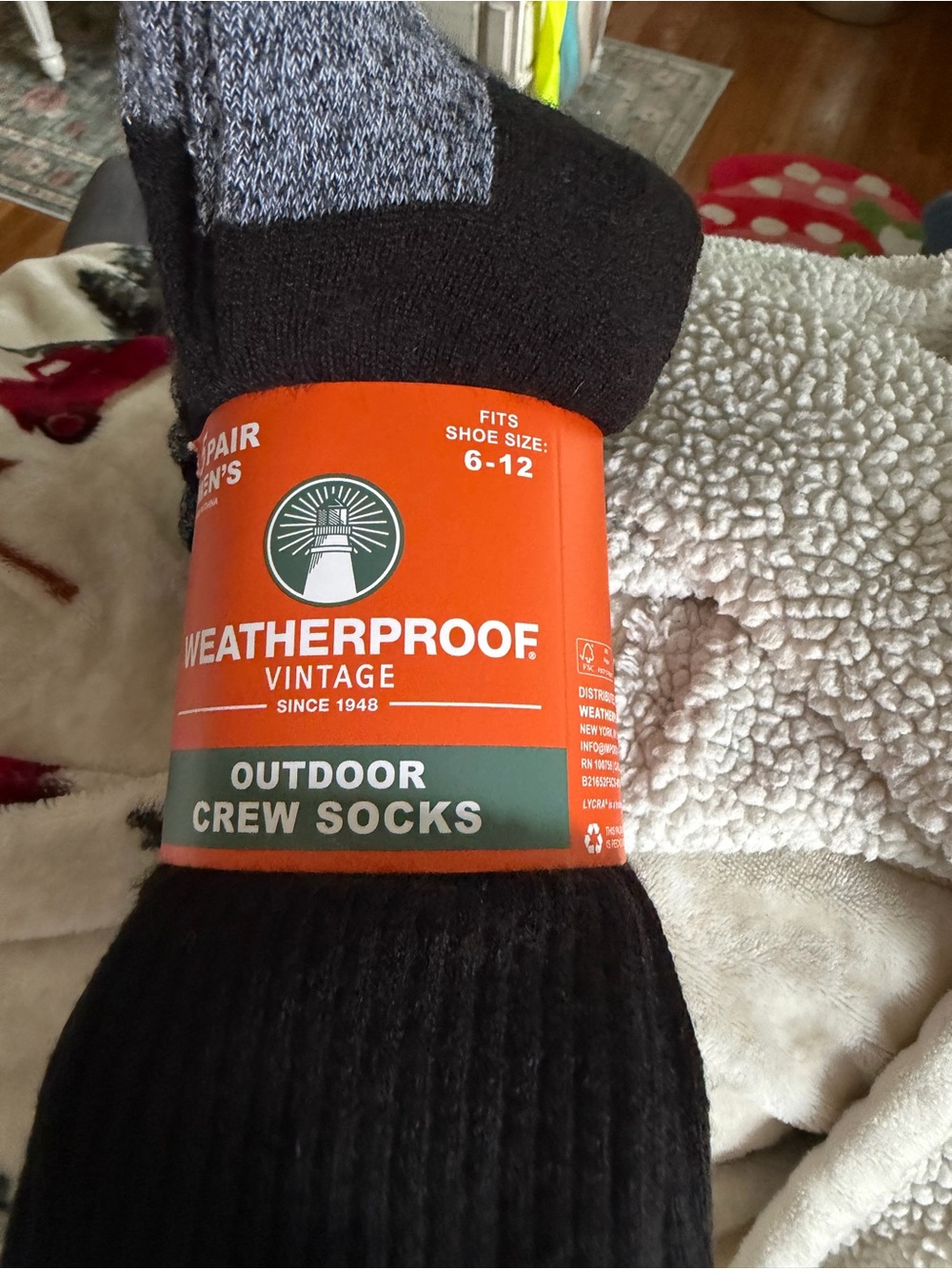 Weatherproof Vintage Men's Black & Gray Outdoor Crew Socks - 5 Pair
